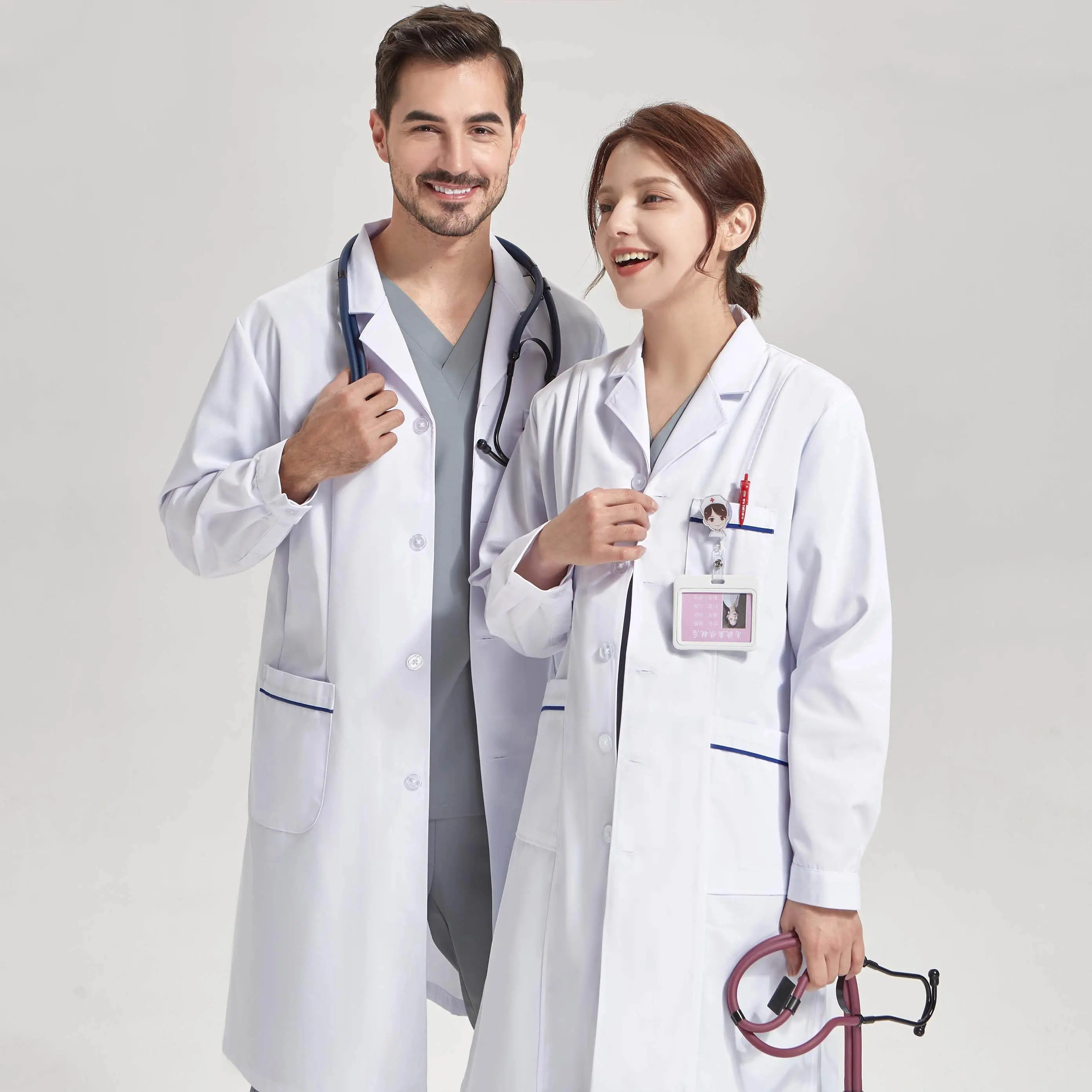 Professional White Lab Coats Hospital Gown Women Men Health service Workwear Beauty Nurses Work Gown Lab Coat for Students XK002