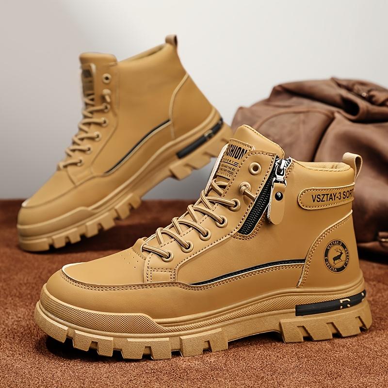 Men's Versatile Sport Ankle Boots - Casual Sport, White with Green Accents, Durable PU Upper and EVA Insole, Zipper and Lace-Up Closure, Suitable for Casual Wear - All Seasons, Athletic Shoes