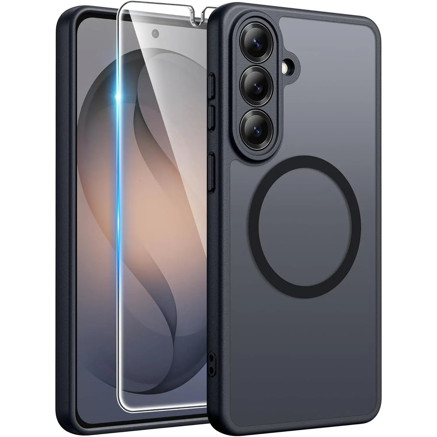 FNTCASE for Samsung Galaxy S26 Case: [Fit for Magsafe] [Full Camera Protection & Screen Protector] Translucent Matte Military Grade - Shockproof Protective Phone Cover for Samsung S 26 - Black 6.3inch