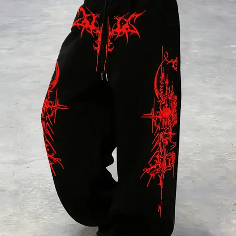 Y2K Baggy Camo Wide Leg Pants, Elastic Drawstring Waist & Stackable Cuffs, Casual Streetwear Wide Leg Pants for Women & Men