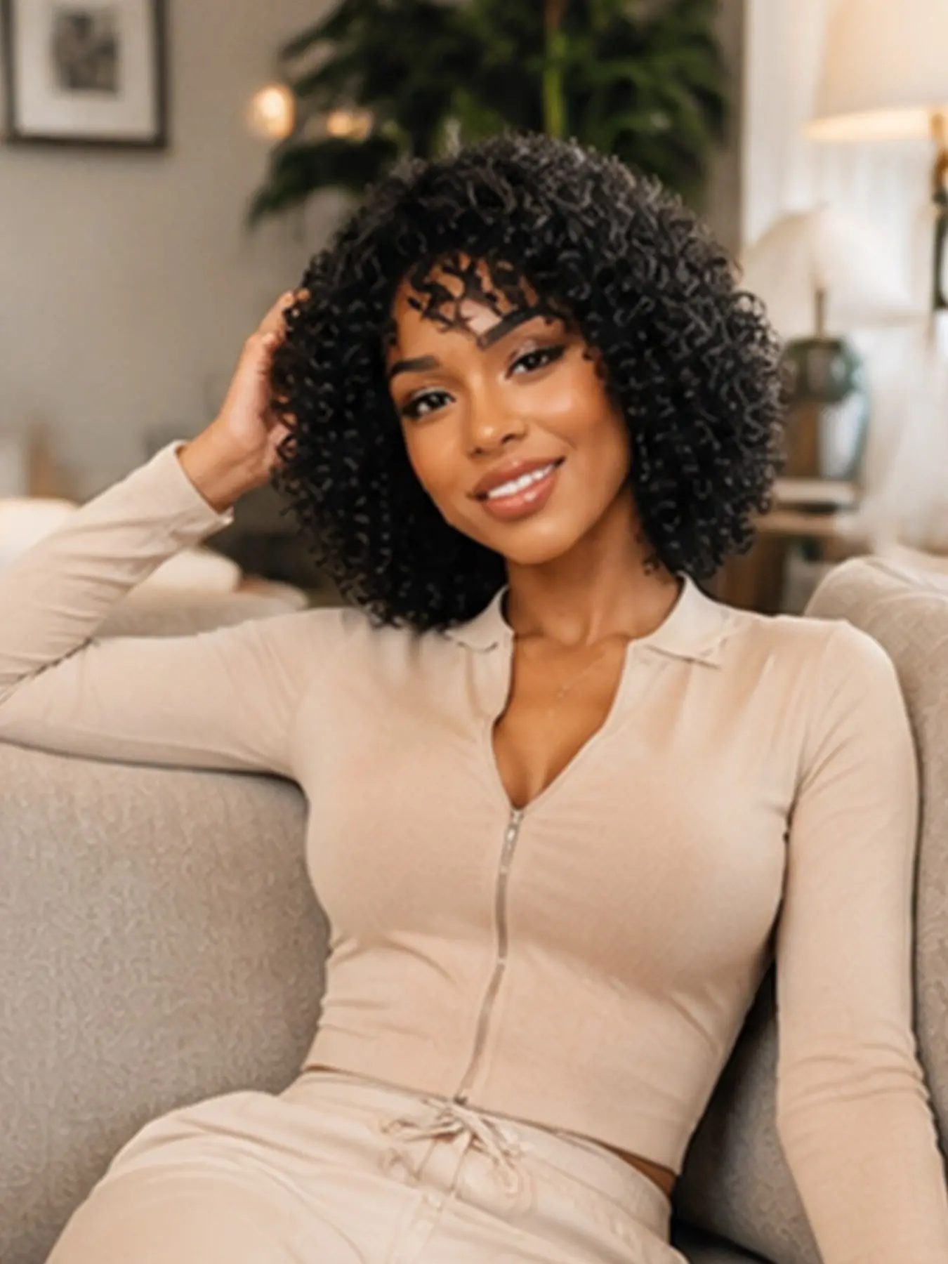 Curly Pixie Cut Human Hair Wig for Black Women Natural Black Glueless Wear & Go Full Machine Made Side Part Pixie Bob Wig Soft Lightweight Daily Wear Black Woman Wigs
