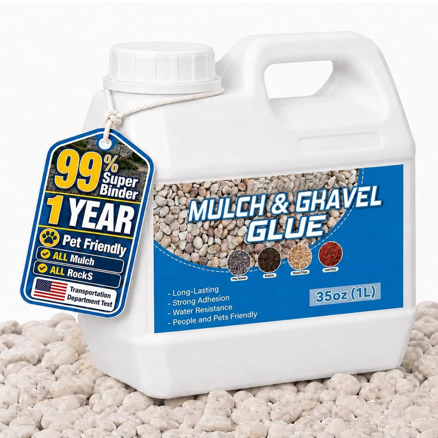 Mulch and Gravel Glue for Landscaping, Concentrated Rock  Glue, Pea Gravel, Pebble, Rubber Mulch, Paths & Patios, Pine Straw for Outdoor (35oz)