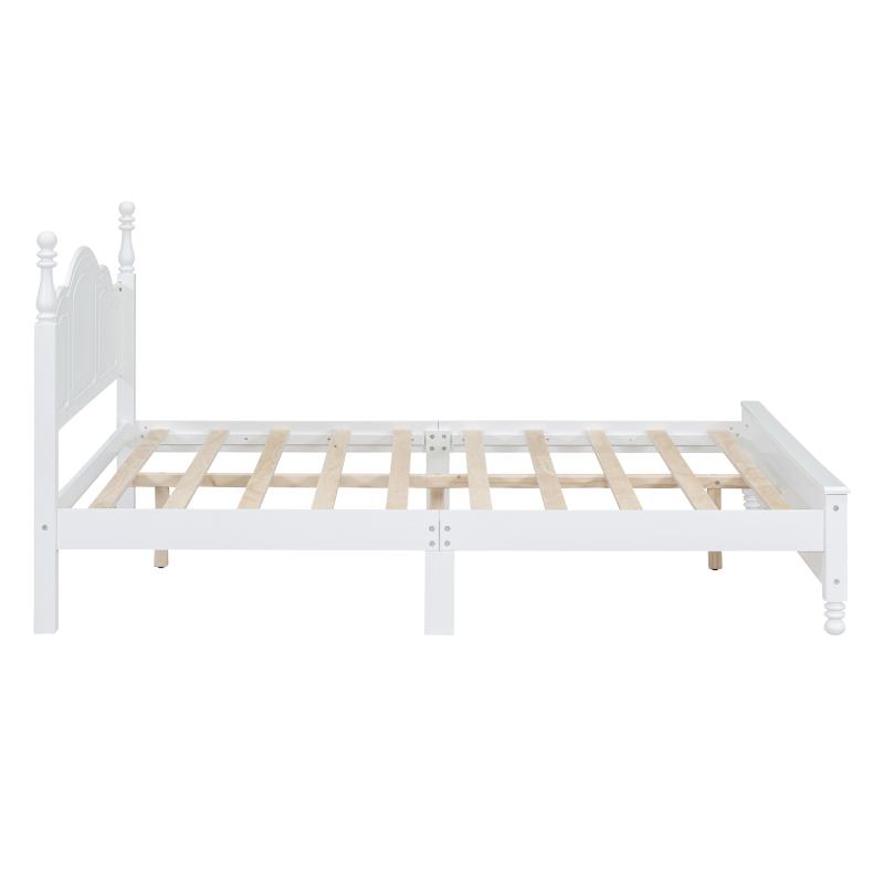 Bellemave Wood Platform Bed Frame Retro Style with Wooden Slat Support Solid Pine MDF & Plywood Construction No Box Spring Required Queen Size Bed Frame