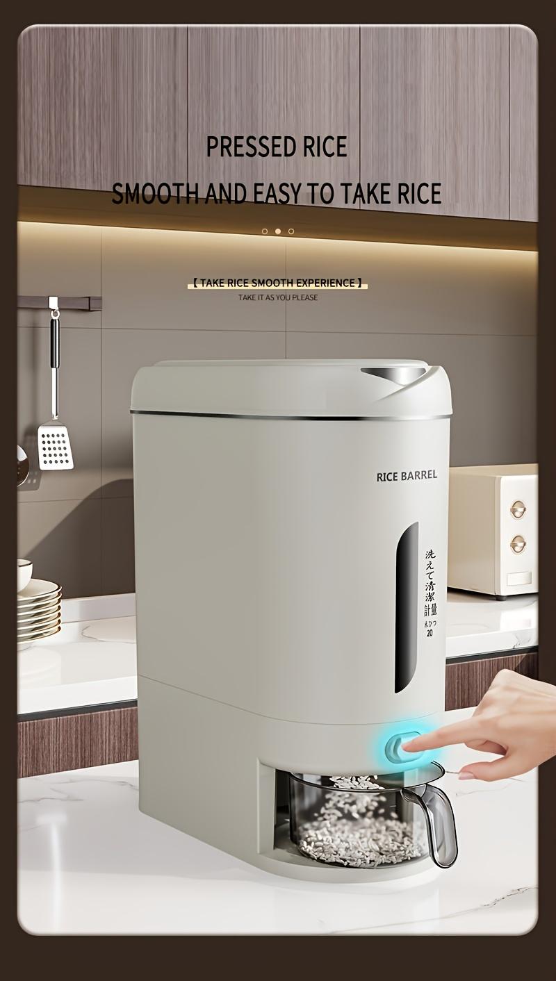 1 Pc Large Capacity Automatic Rice Dispenser, Food Grade Plastic Moisture-Proof Insect-Proof Sealed Tank, One‑Key Quantitative Rice Output, Home Kitchen Countertop Grain Storage