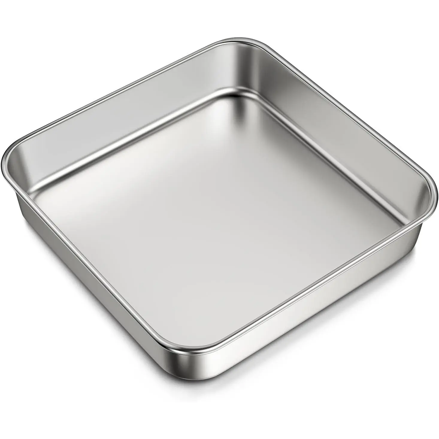 8 x 8-Inch Baking Pan, 304 Stainless Steel Square Cake Pan, Commercial Grade Bakeware for Cakes Brownies Casseroles, Thicker Rectangle Sheet Cake Pans,  & Heavy Duty &Dishwasher Safe