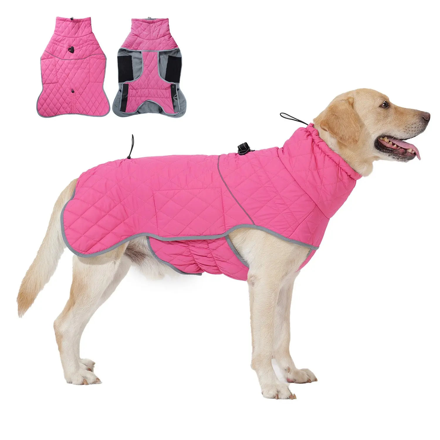 Winter Warm Dog Coat, Reflective Adjustable Buckle High Neck Dog Jacket, Soft Winter Outerwear for Small to Extra Large Dogs