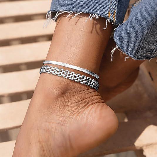 Cuban chain anklet unisex 925 adjustable beach foot jewelry for summer vacations, parties and daily wear fashionably trendy and unique