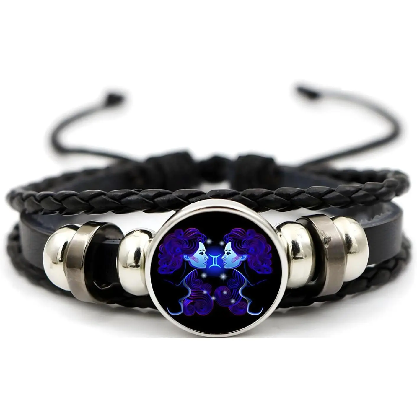 Zodiac Signs Spirit Bracelet  Women Men Adjustable 12 Constellation Bracelets Bracelet Multilayer Zodiac Black Leather Bracelets Zodiac Sign Wrap Bracelet Birthday Jewelry