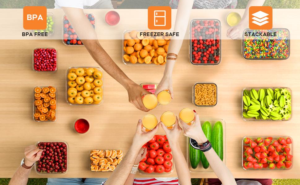 40 PCS Food Storage Containers with Lids Airtight (20 Containers & 20 Lids), Plastic Storage Meal Prep Container-Stackable 100% Leakproof & Microwave Organization and Storage Sets, Lunch Containers