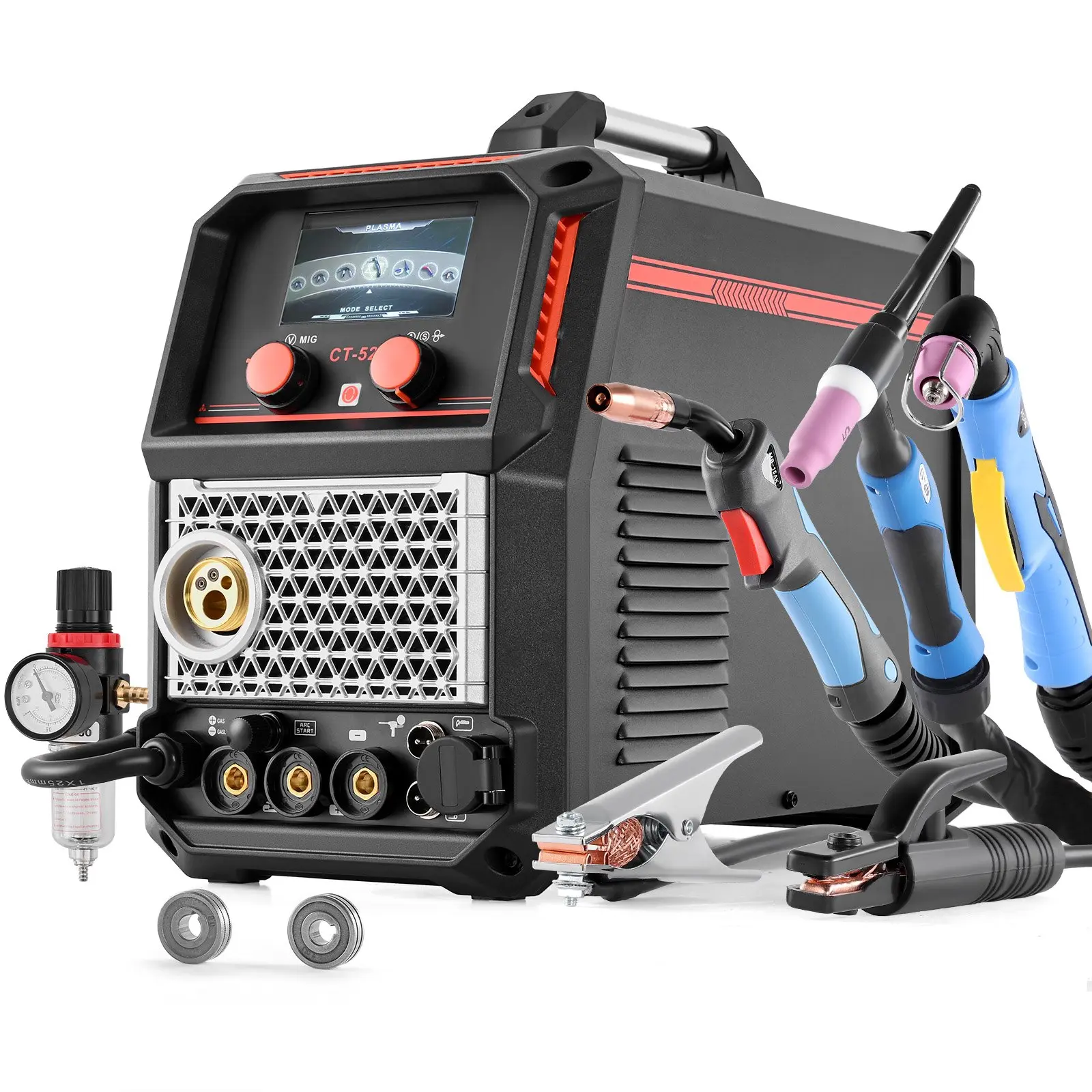 VEVOR 5-in-1 Plasma Cutter Welder Combo - CUT/TIG/Gas MIG/Flux MIG/MMA, 50A Non-Contact Plasma Cutting Machine & 200A Synergic Welder, 110V/220V Aluminum Pulse Mig Welder Compatible with Spool Gun