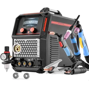 VEVOR 5-in-1 Plasma Cutter Welder Combo - CUT/TIG/Gas MIG/Flux MIG/MMA, 50A Non-Contact Plasma Cutting Machine & 200A Synergic Welder, 110V/220V Aluminum Pulse Mig Welder Compatible with Spool Gun