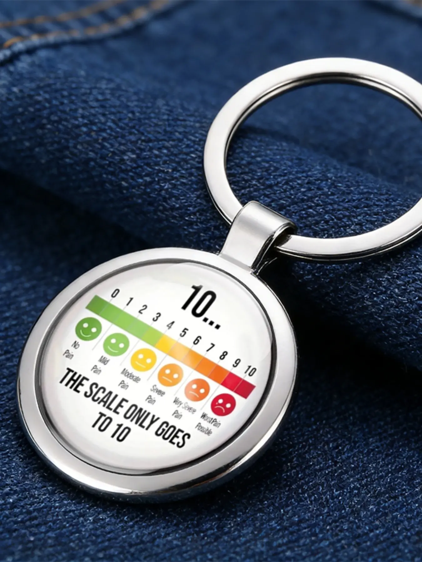 Funny Pain Scale 0-10 Medical Humor Keychain, Nurse Doctor Gift, Hospital Employee Thank You Gift, Backpack Handbag Accessory
