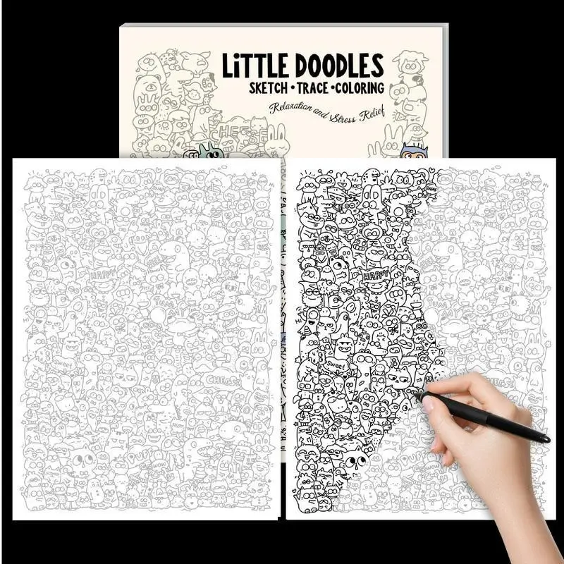 A4 Multi-Functional Three-In-One Sketchbook, Trace, Free Draw, DIY Coloring, Fun Doodle Book, Relaxing, Hand Drawing Notebook
