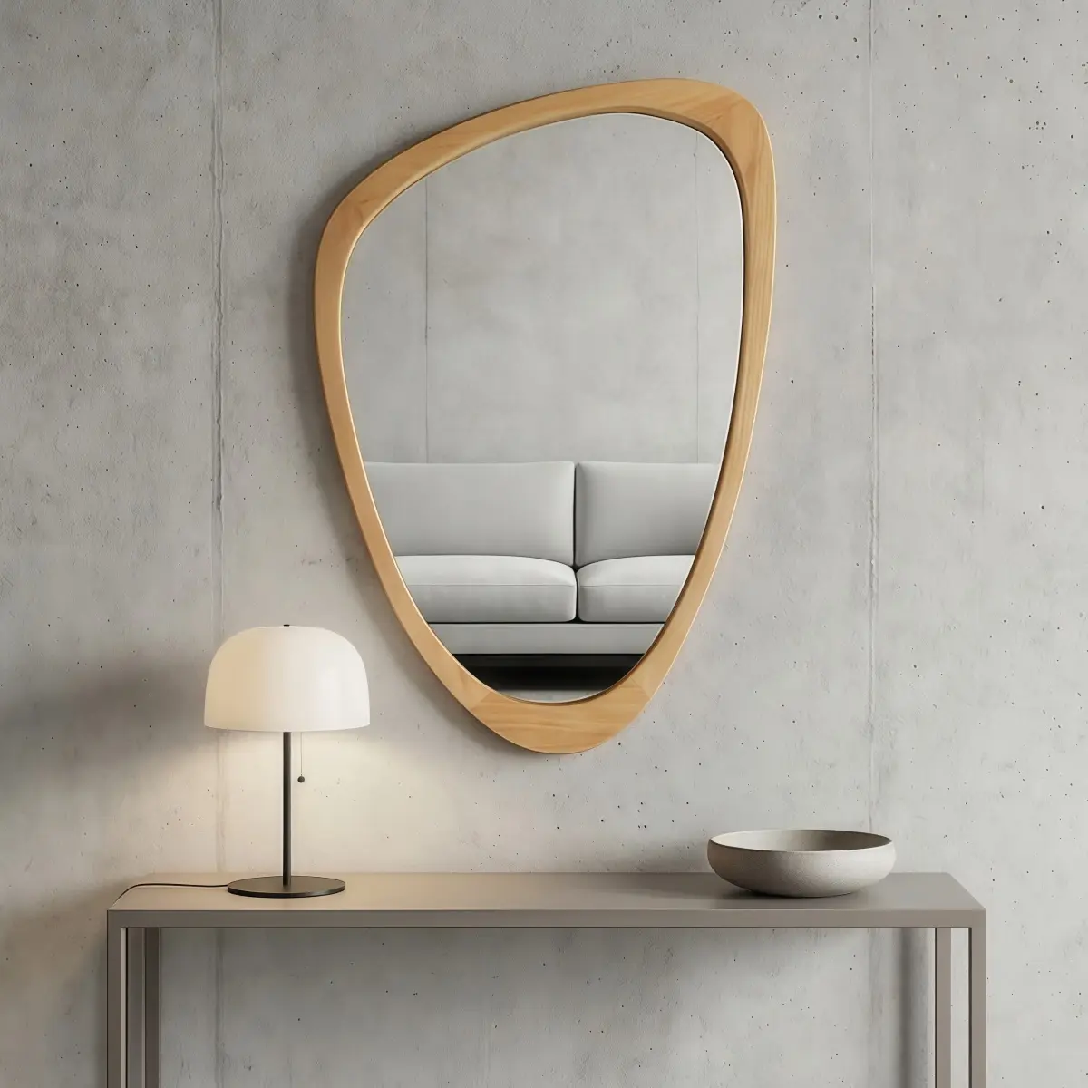 Elegant Decorative Irregular Wooden Framed Wall Mirror - Undistorted Tempered Glass, Unique Wood Grain, Float Reflection, Easy-Install Multi-Mount Vanity Mirror Art for Farmhouse Bathroom, Bedroom
