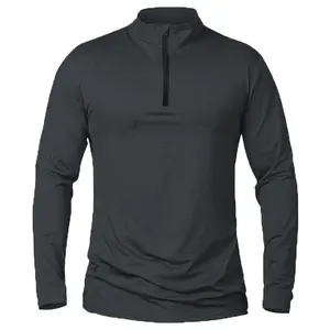 YF Men Half Zip Long Sleeve Quick Dry Sun Protection Pullover Shirt, Lightweight Athletic Tops for Hiking Running Cycling Outdoor Sports