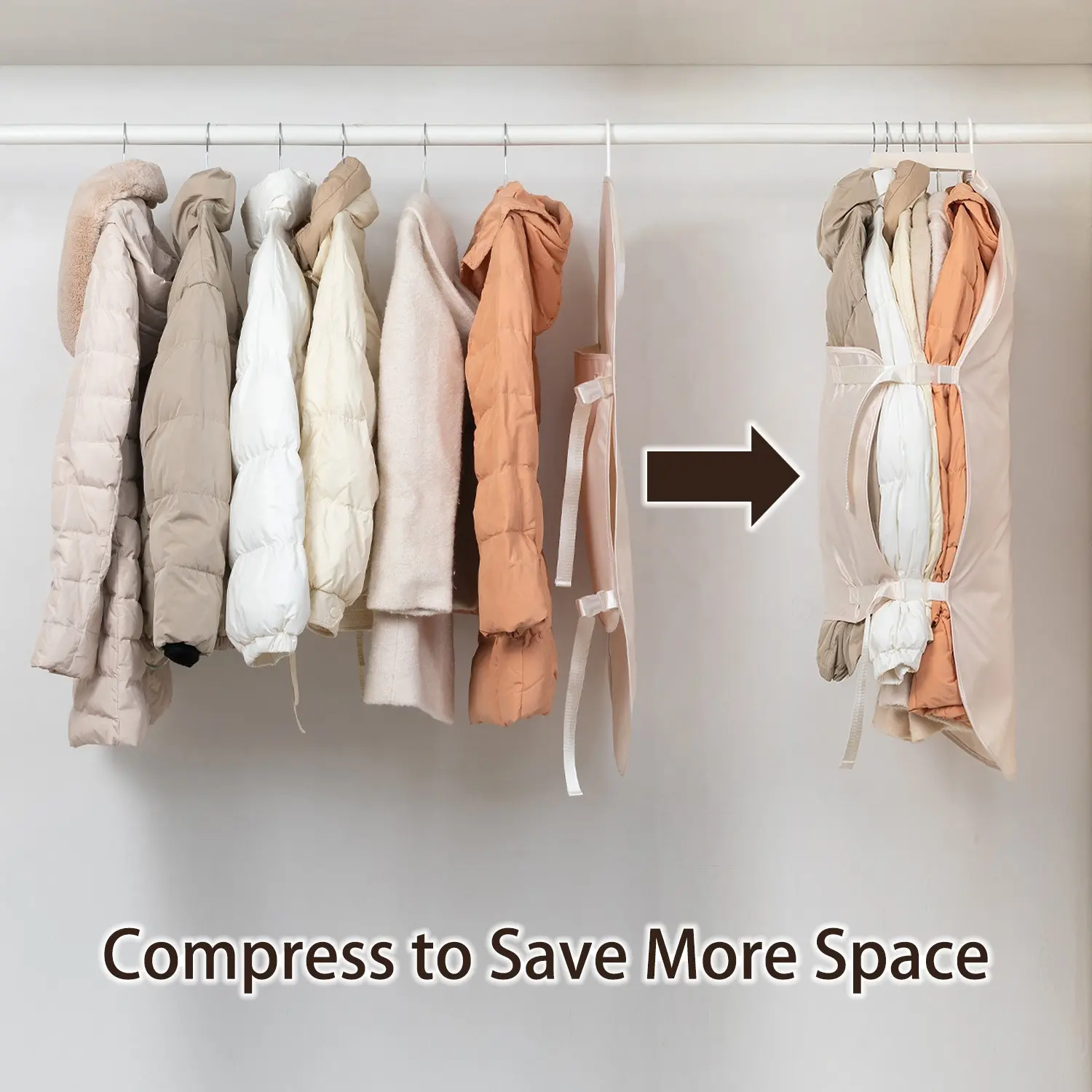 Clothes Compression Storage Board - Foldable Garment Protector with Compartment Covers, Wardrobe Hanging Storage Bag for Down Jackets, Suits, and Wedding Dresses. Hook-and-Loop Compression Hanging Storage Bag, Compression Garment Storage Protective