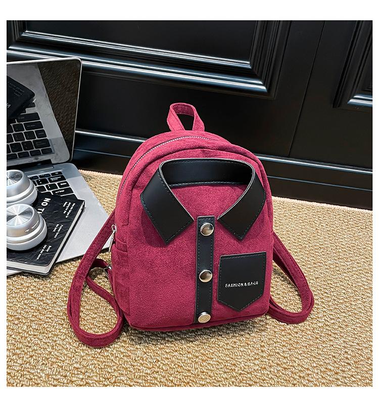 Korean-style niche design personalized shirt backpack, compact and lightweight women's backpack, casual and fashionable women's bag