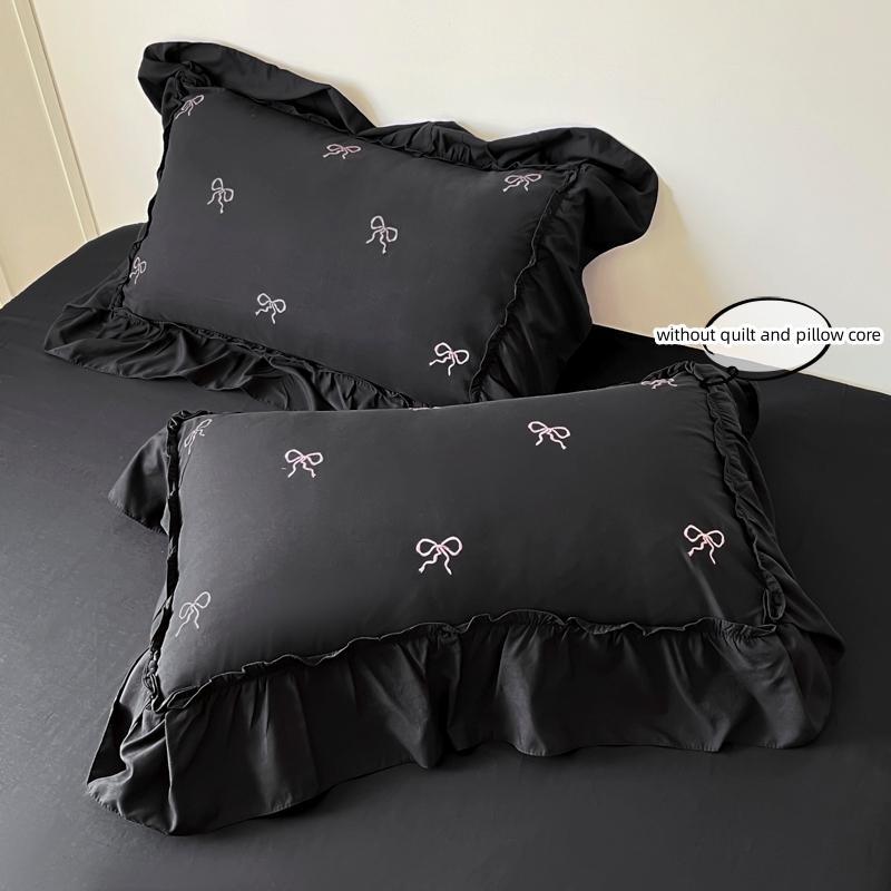 Bowknot Embroidery Bedding Set, Bedspread and Pillowcase without Filler, Soft Comfortable Bedding Set for Bedroom, Decorative Bedding Set