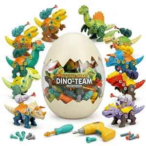 GIANT 9-in-1 Dinosaur Egg Toy Pack! Take Apart Dino Team Building Kit with Electric Drill & Screwdriver, Ultimate STEM Toy Gift for Kids