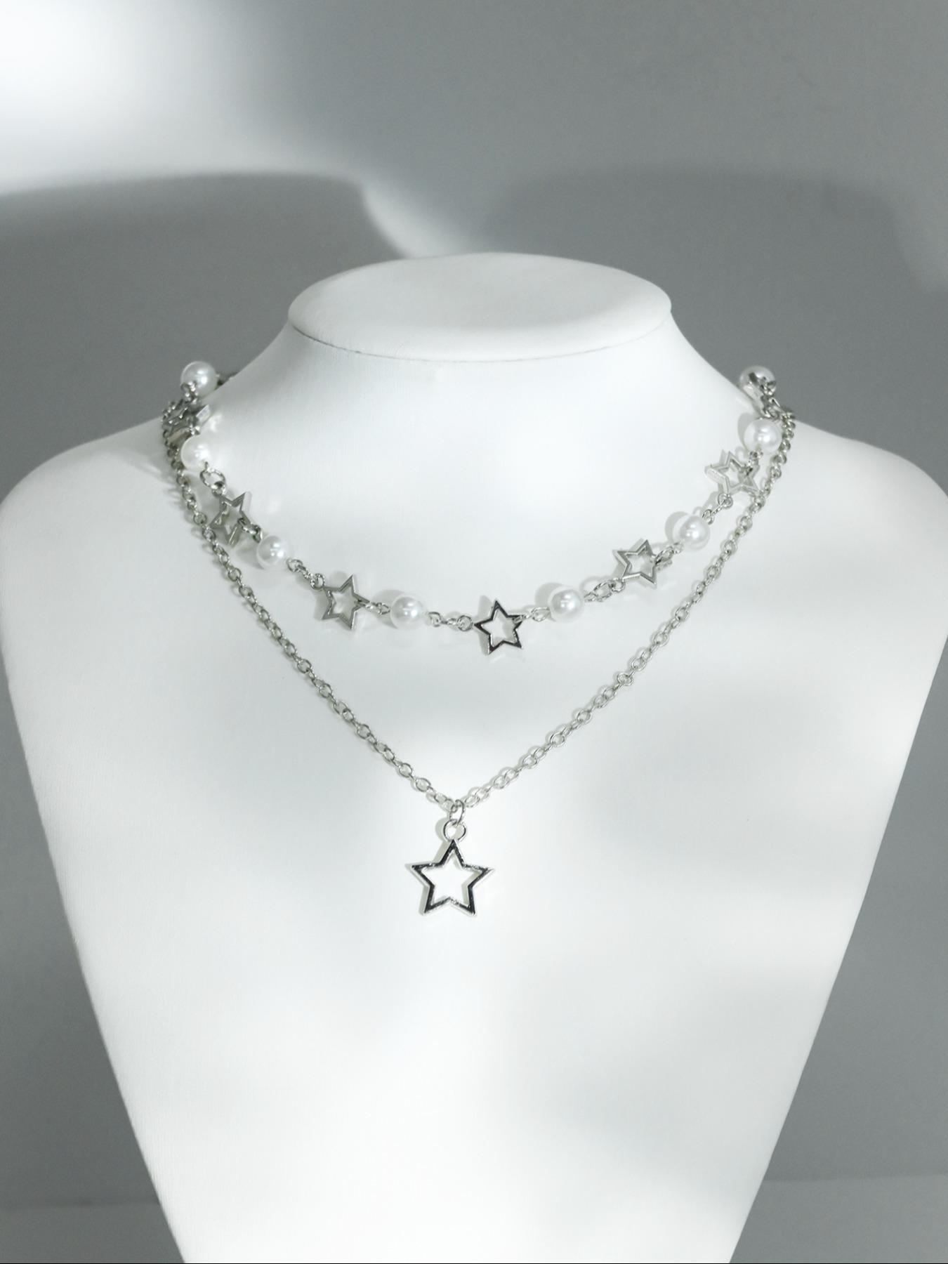 Star & Faux Pearl Decor Pendant, Chains Jewelry, Elegant Beaded Necklace for Party, Daily Decor, Trendy All-match & Exquisite Jewelry for Birthday Gift for Fall 2024, Fashionable Accessory Star & Faux Pearl Decor Pendant, Chains Jewelry, Elegant Beaded Necklace for Party, Daily Decor, Trendy All-match & Exquisite Jewelry for Birthday Gift for Fall 2024, Fashionable Accessory