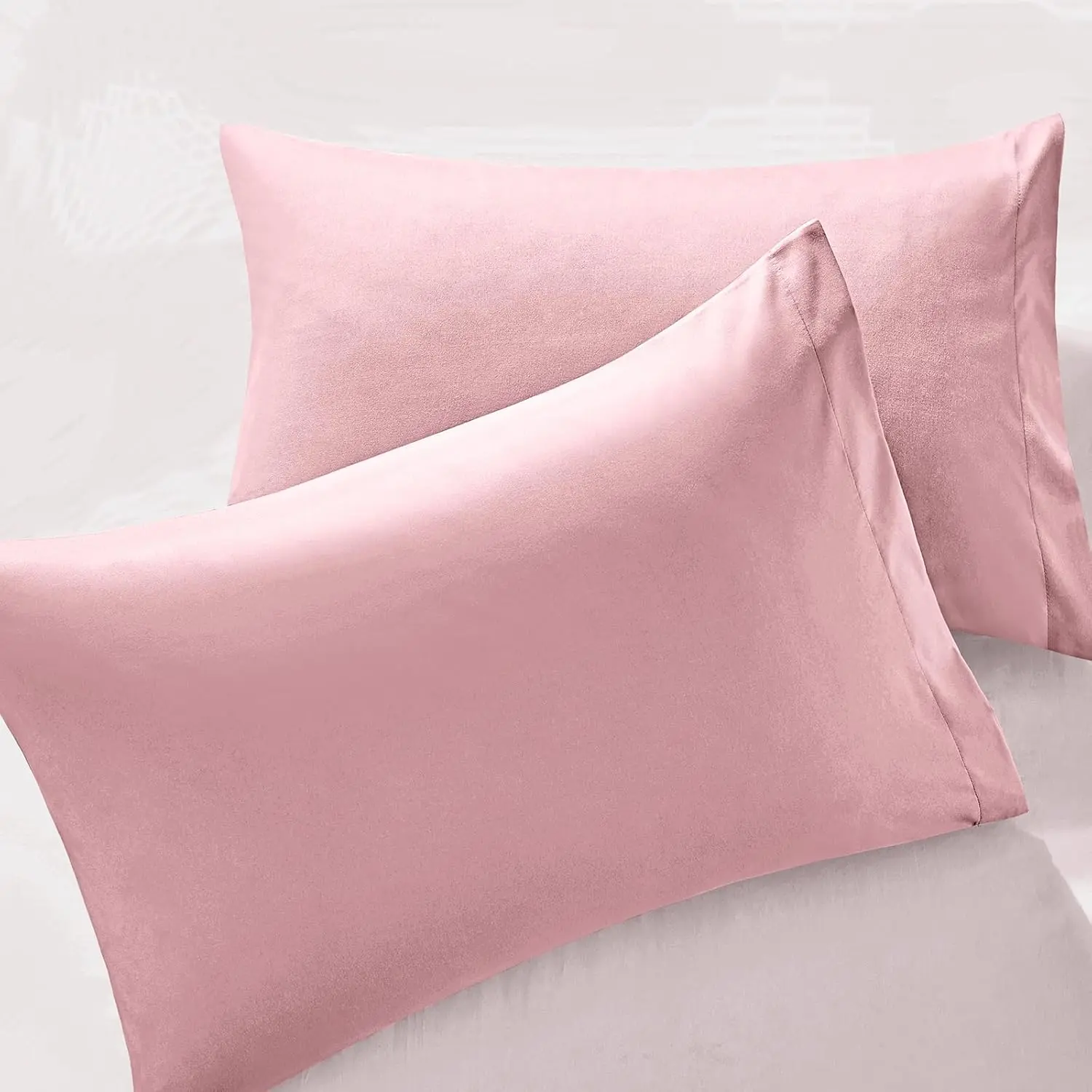 2Pcs Brushed Microfiber Standard Pillowcases - 20 x 26 Inch, Dusty Pink Pillow Case Set Non Slip Envelope Pillow Cover with Moisture Absorption and Anti-Wrinkle