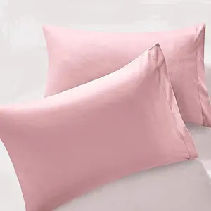 2Pcs Brushed Microfiber Standard Pillowcases - 20 x 26 Inch, Dusty Pink Pillow Case Set Non Slip Envelope Pillow Cover with Moisture Absorption and Anti-Wrinkle
