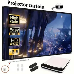 This 2K ultra-high-definition foldable projection screen is wall-mountable, washable, wrinkle-resistant, requires no power supply, and is made of plastic. It is an ideal choice for home theaters and office projection, Immersive Viewing Experiences