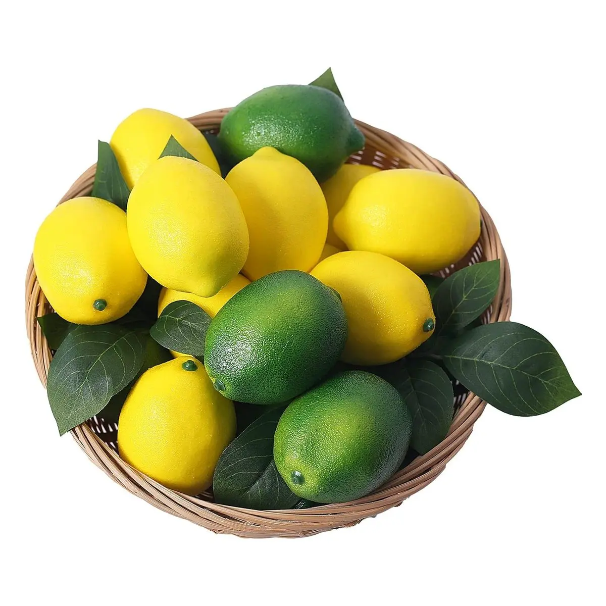 36pcs Multiple Lightweight Foam Realistic Artificial Fruit Set - 24 Fake Lemons, 12 Faux Leaves, 3.1" x 2.2", Durable Home Decor Decoration for Kitchen Table, Dining Table Display, Wedding Supply