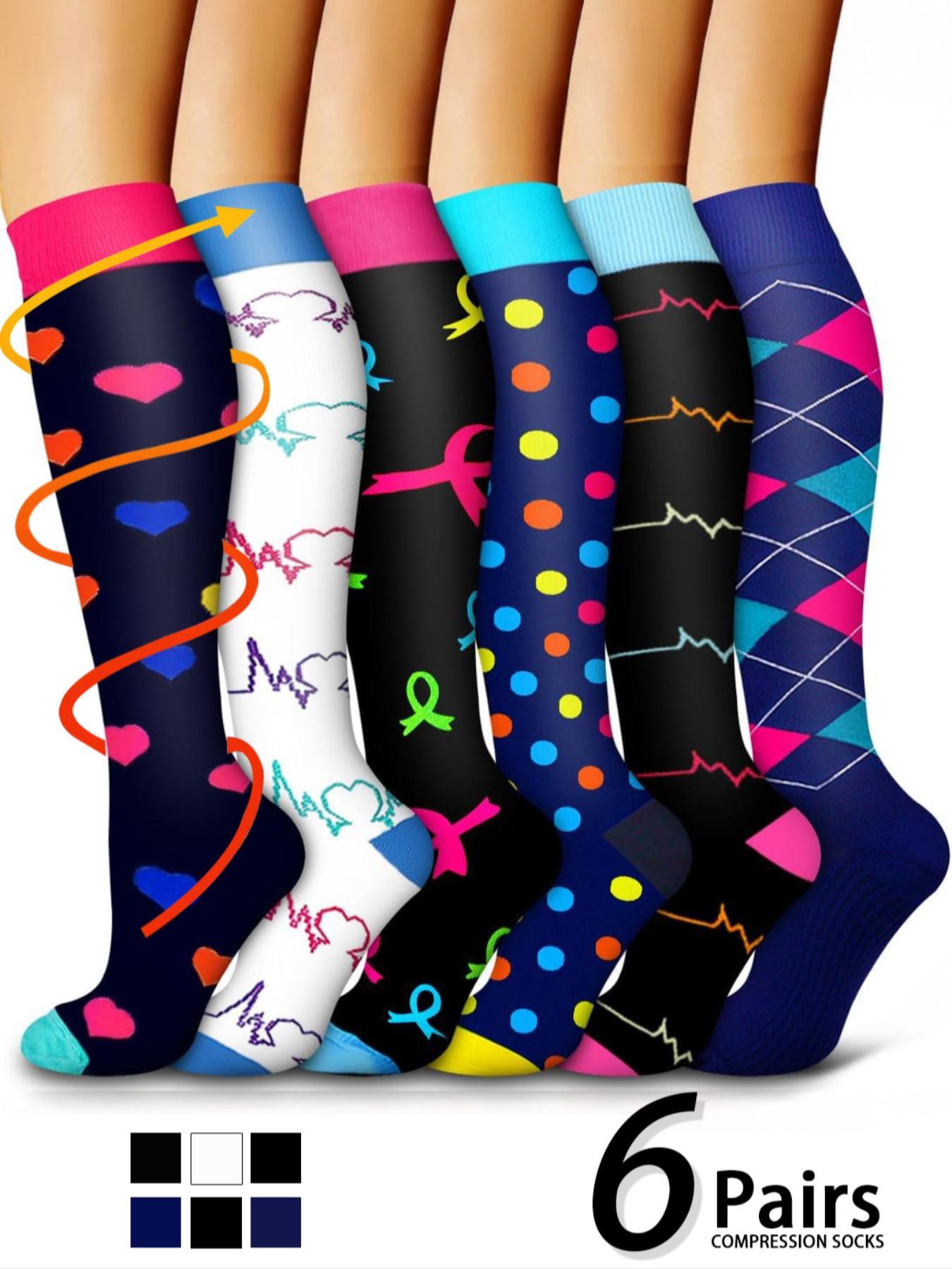Unisex's Colorful Compression Socks, Sports Socks for Running, Nurses, Pregnant Women, Sports Socks for Improving Blood Circulation