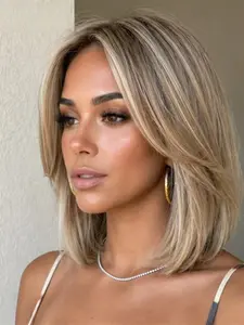 Daily Wear 13x4 Front Lace Women's Wig, 14 Inch Glitter Big Curl Style, 150 Density High-Quality Human Hair, Soft and Smooth