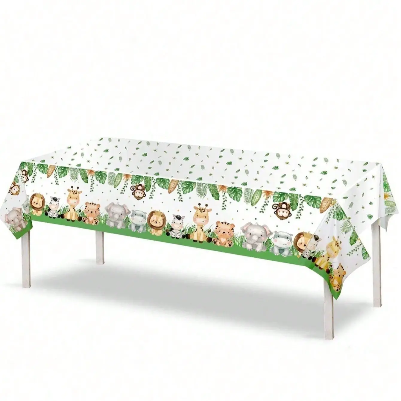 1pc/2pcs/4pcs Jungle Animal Theme Leopard Giraffe Tablecloth, Forest Lion Birthday Party Disposable Mat, Waterproof Stain-Resistant, Portable Tablecloth, Outdoor Garden, Home Gathering, Valentine's Day, Mother's Day, Graduation Party Decor
