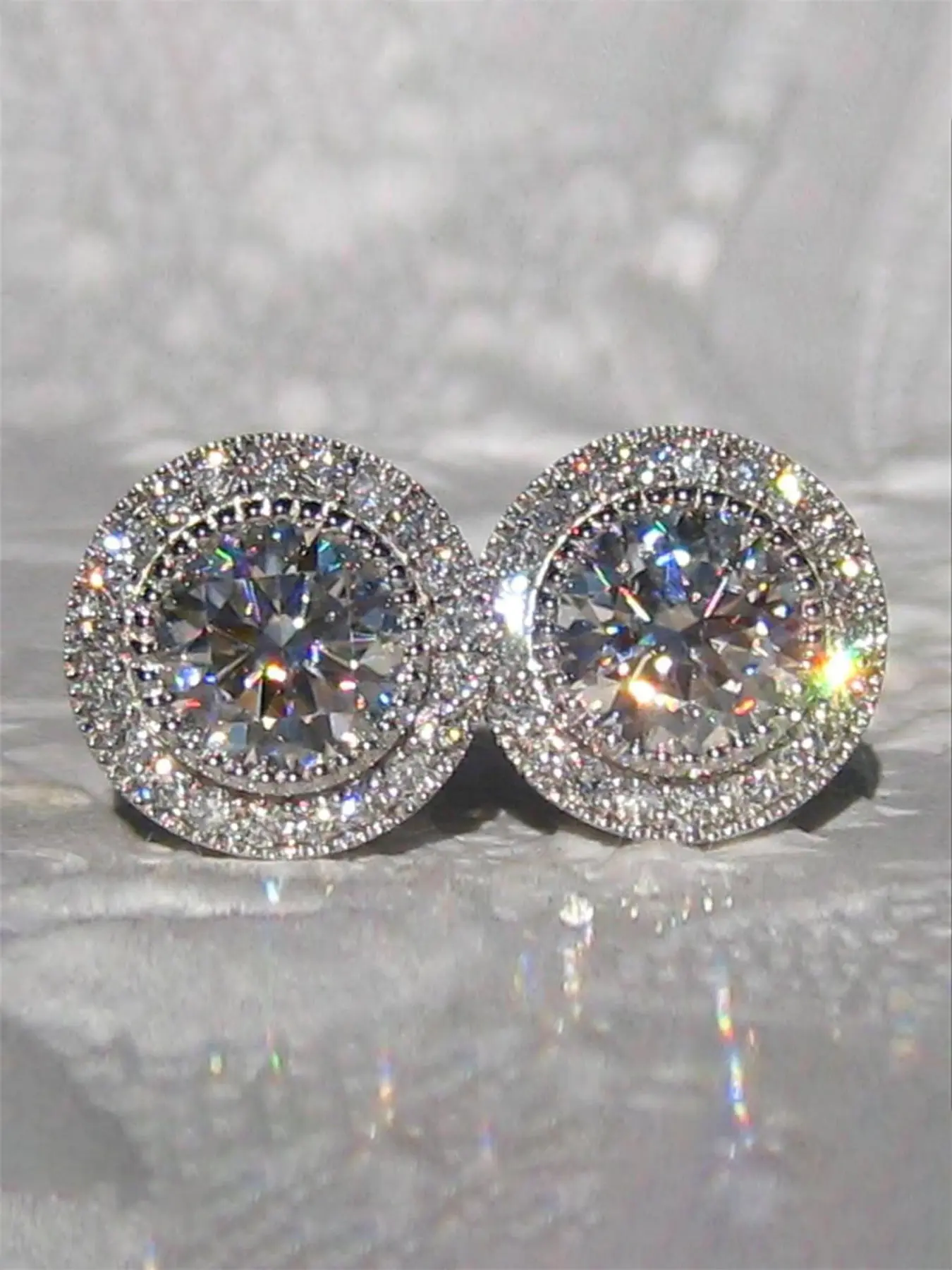 1 Pair Glamorous Cubic Zirconia Stud Earrings For Women For Wedding Engagement Anniversary Party Jewelry Valentine's Day Gift High Quality Earrings