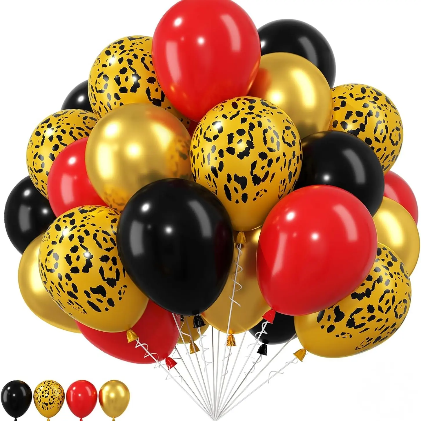 Cheetah Balloons, 12/10 Inch Red Black Gold Leopard Print Balloons Cheetah Print Latex Jungle Animal Balloon Cheetah Decorations for Wild Birthday Baby Shower Zoo Jungle Safari Theme Party Supplies