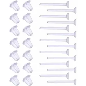 100 Pairs Clear Plastic Stud Earrings with Silicone Earring Posts and Backs Blank Pins