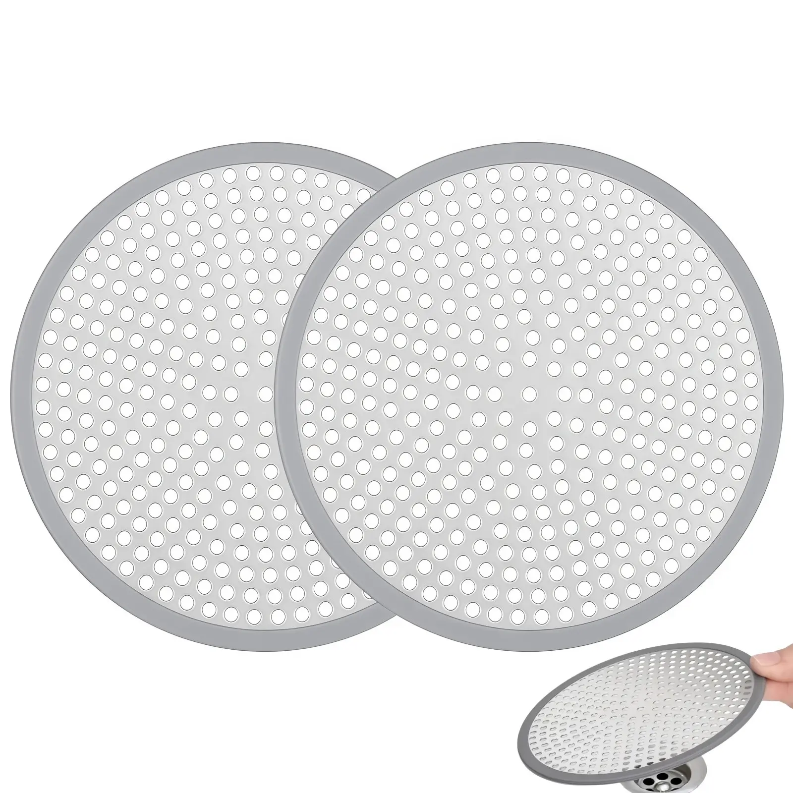 2 Pack Shower Drain Hair Catcher/Strainer/Stainless Steel and Silicone