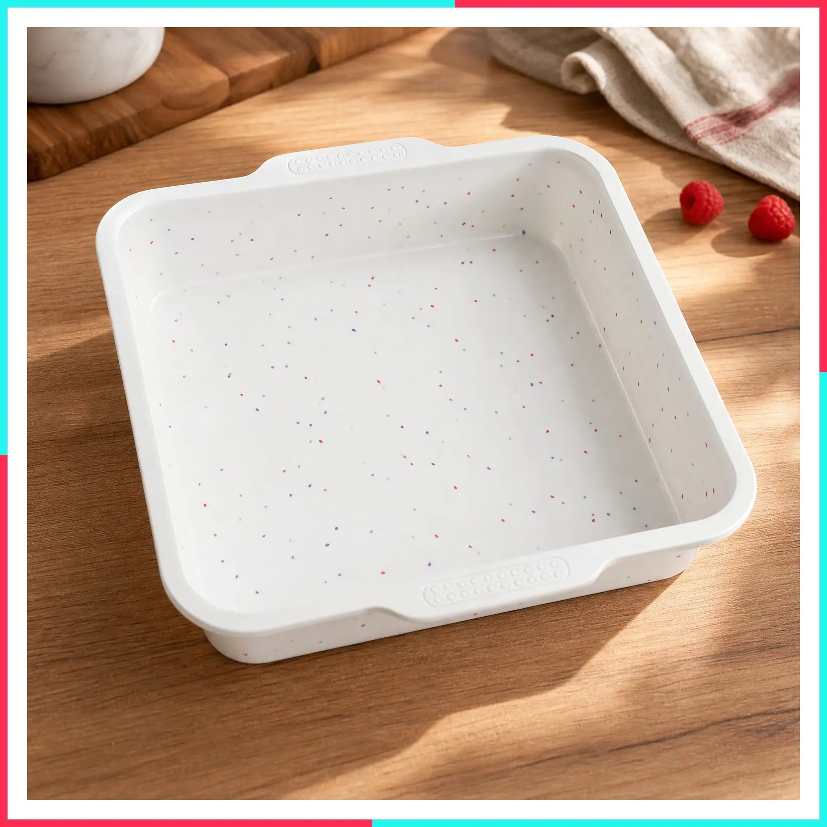 8 x 8 Inch Silicone Brownie Pan with Steel Frame, Square Cake Baking Pan