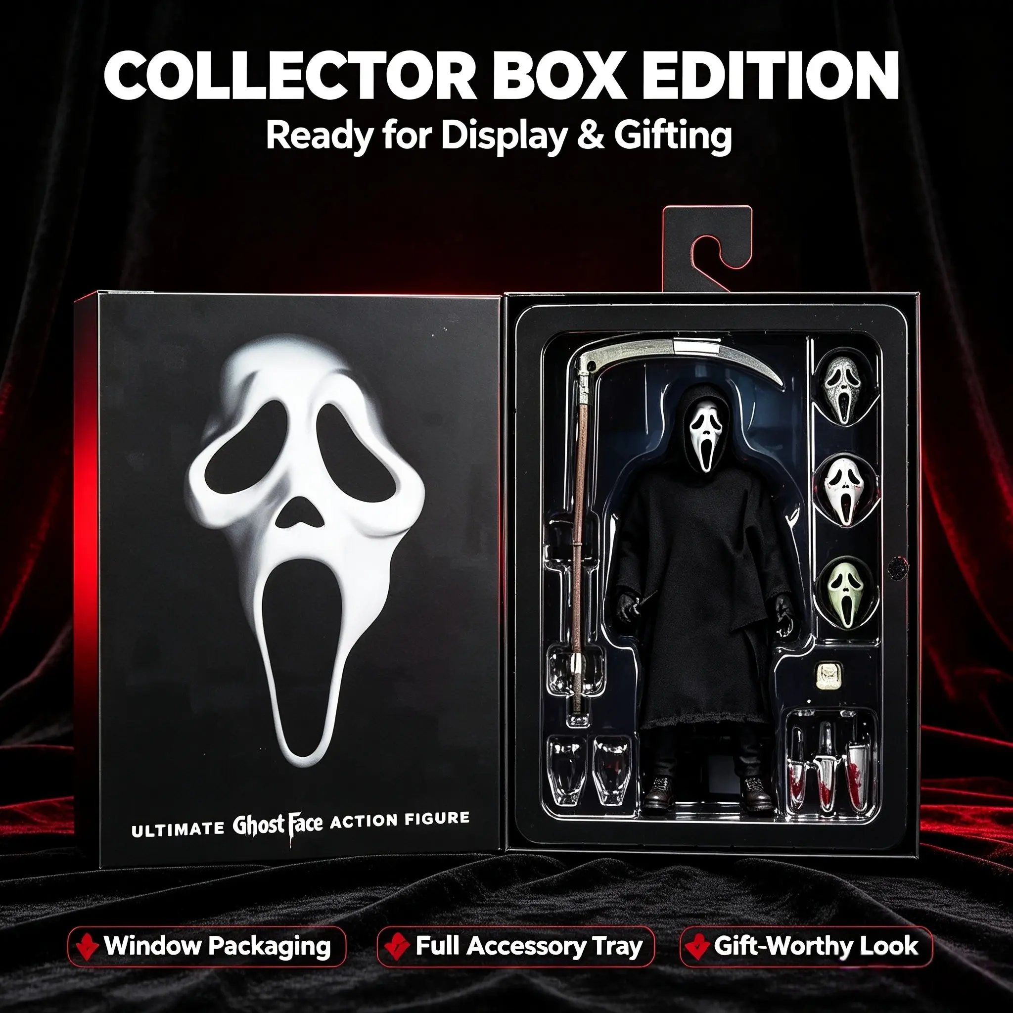 8-Inch Neca Scream Deluxe Action Figure, Halloween Horror Collectible, Perfect Gift for Fans, Ideal for Home Decor & Party Gifts