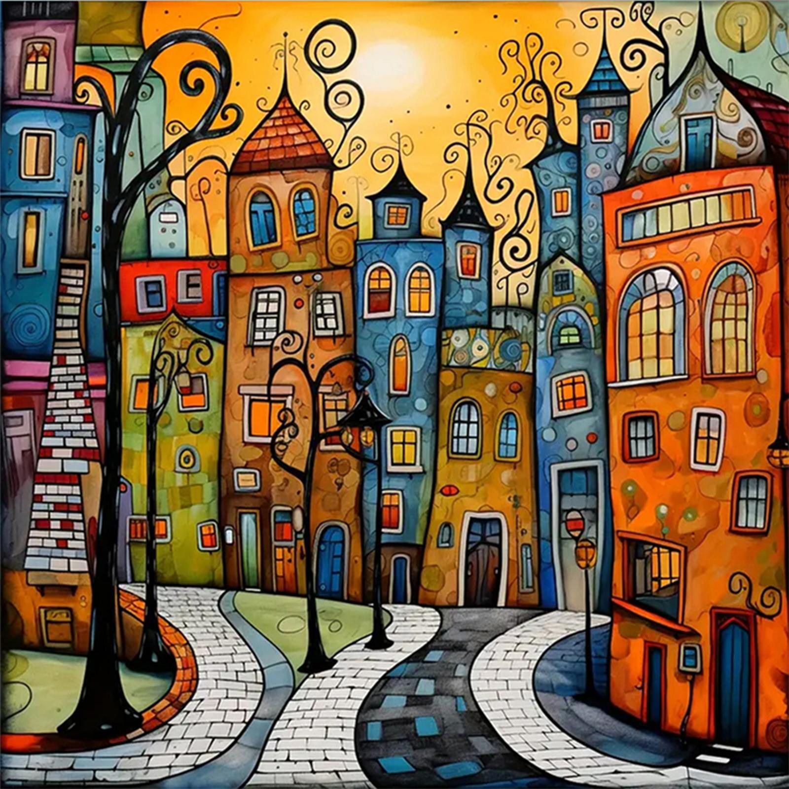 Paint By Numbers Kit On Canvas DIY Oil Art Street Home Picture Decor 40x40cm