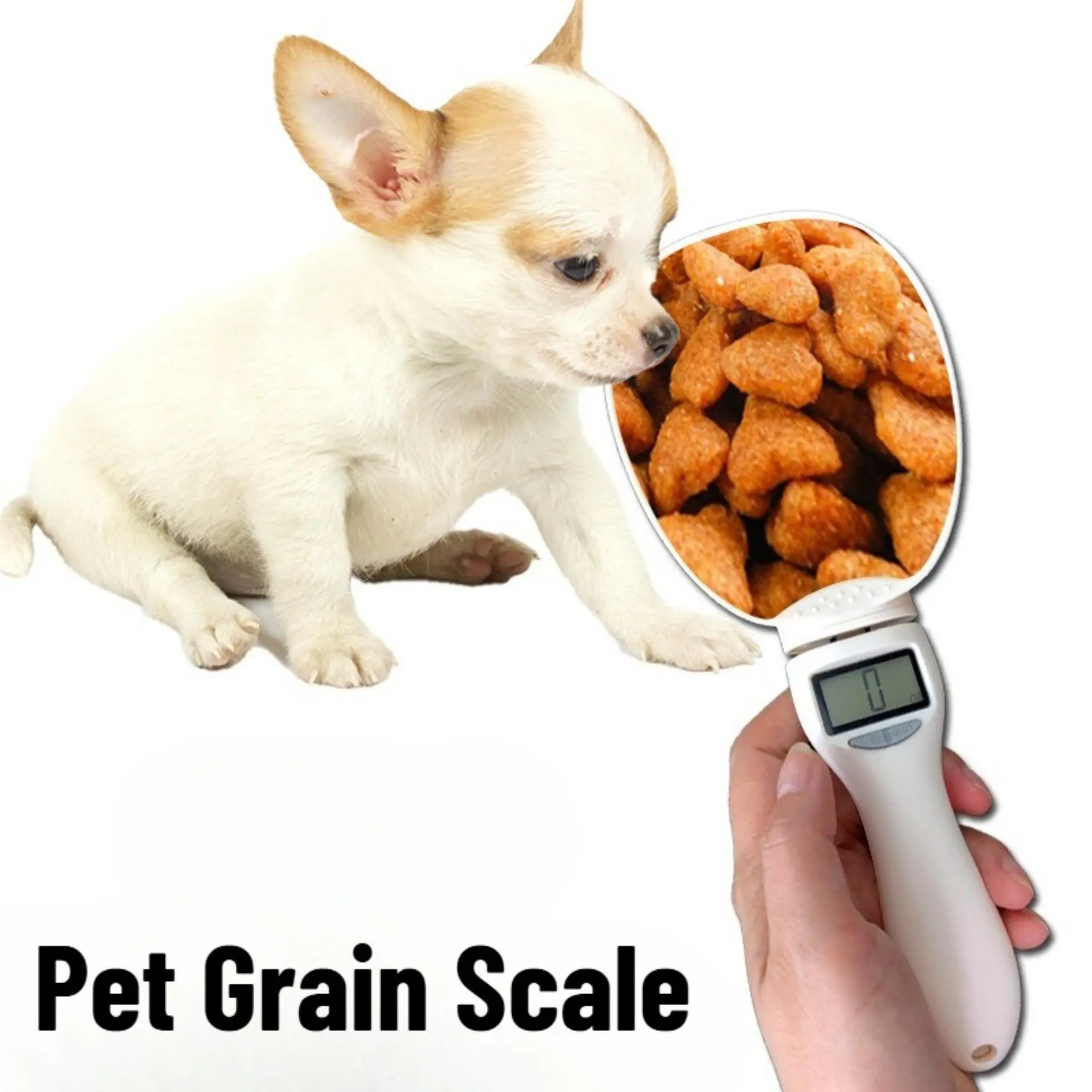 High Precision Digital Pet Food Scale Spoon – Electronic Gram & Ounce Measuring Scoop for Cat & Dog Nutrition, Portable LCD Kitchen Spoon Scale for Raw Diet, Kibble & Treats, Accurate Portion Control Tool