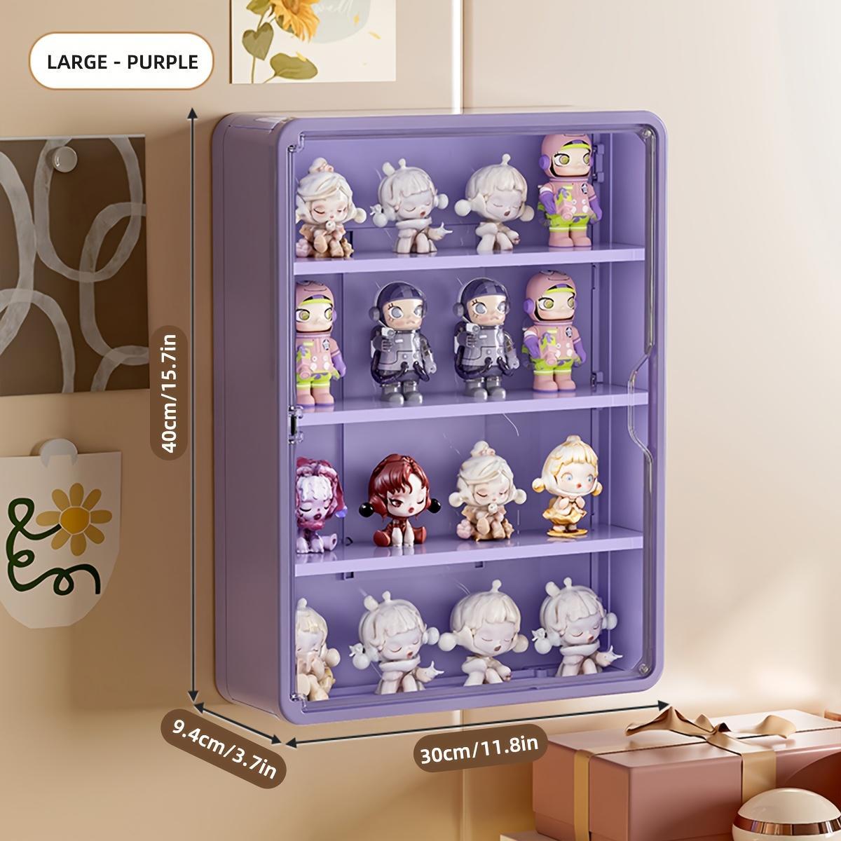 Large Wall-Mounted Display Rack for Doll Collection, 3 or 4-Tier Acrylic Storage Box with Magnetic Design, Space-Saving Clear Compartments for Action Figures and Accessories, Collector Display