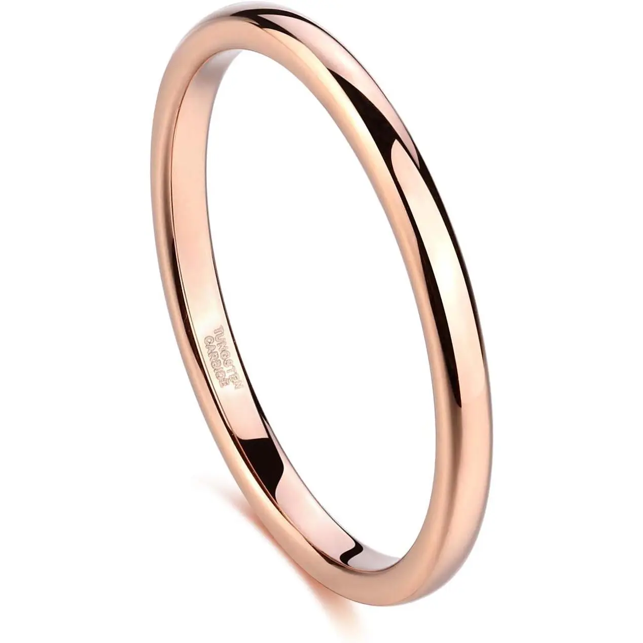 2mm 4mm 6mm Tungsten Wedding Bands Ring for Women Men Rose Gold Plated/Silver/24K Gold Plated/Black Polished Slim Engagement Promise Rings Comfort Fit Size 4-13