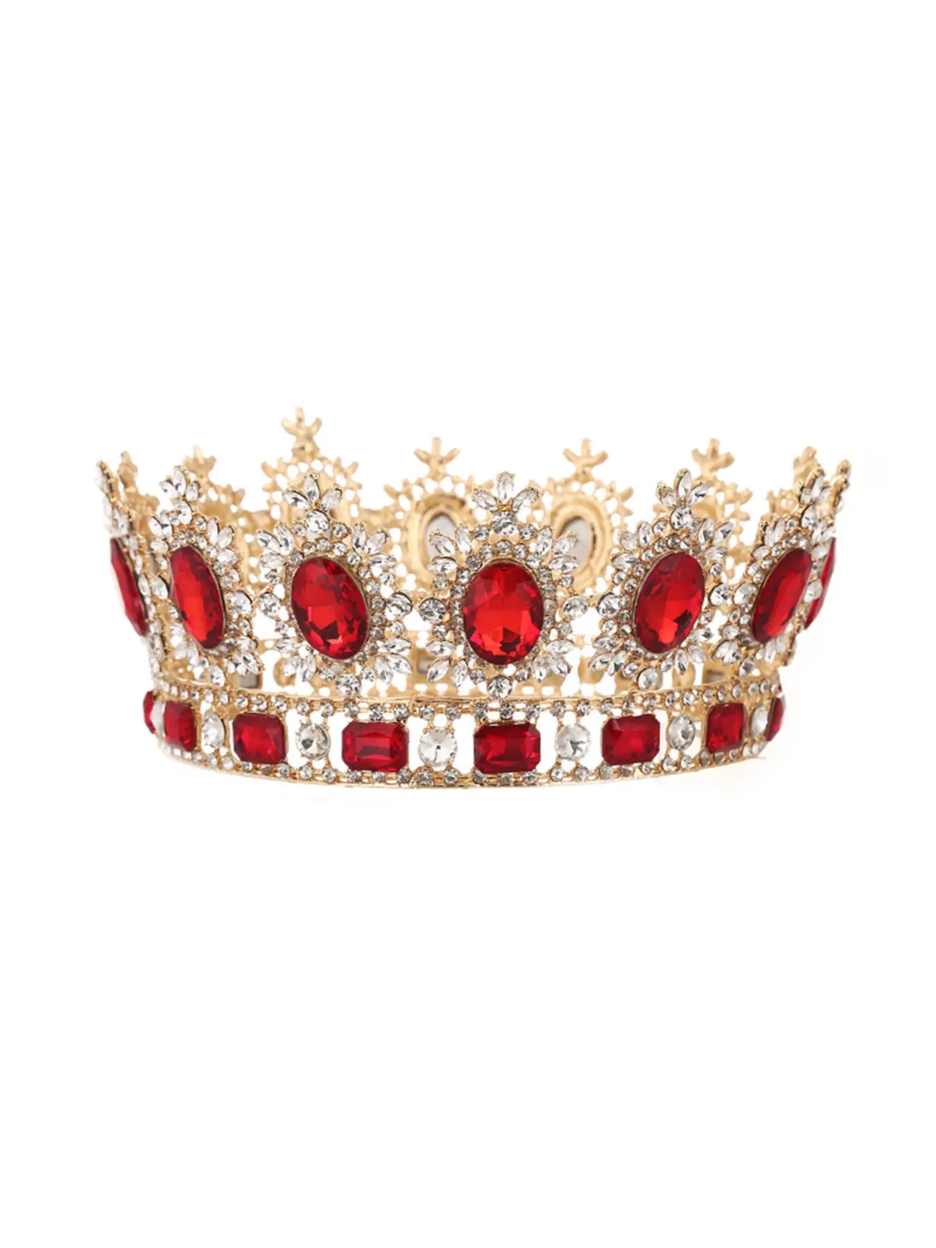 Bride European Princess Large Crown Royal Tiara Bridal Crown European Vintage Round Baroque Full Crown Wedding Accessories