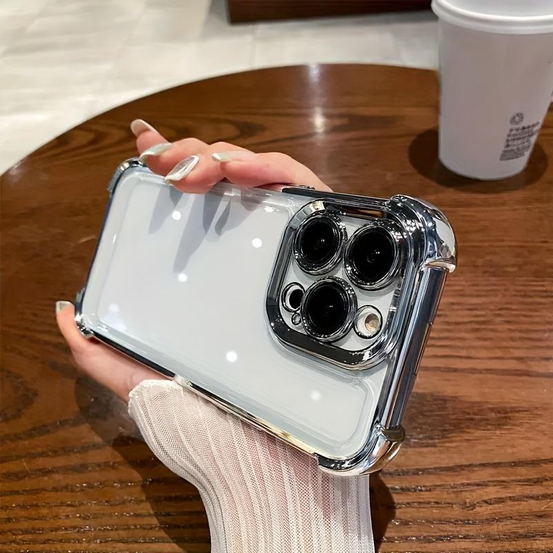 4 Corner Airbag Electroplated 2-in-1 Hard Phone Case for iPhone 17 Pro Max/16 Pro Max/15/14/13/12/11, Shockproof Safety Cushion Protective Cover