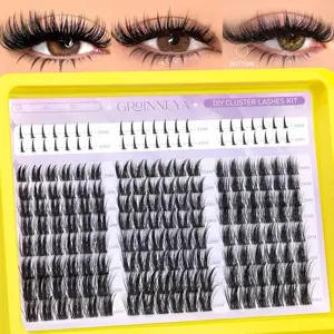 GROINNEYA 4 Styles Mixed Tray Individual Lashes Manga Cosplay Eyelash Clusters Upper&Bottom Cluster Eyelashes Voluminous 5D Faux Mink Lash Fuzzy Lash Tip Medusa False Lashes D Curl Cluster Lashes,DIY Eyelash Extension Kit,Winged End Eye Elongated,Reusable