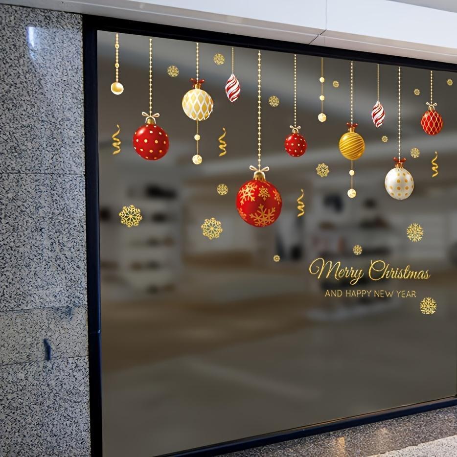 1pc Reusabl Window Stickers - Cartoon Snowflake & Merry Christmas Decals,White & Red DIY Holiday Decor for Glass Doors & Windows