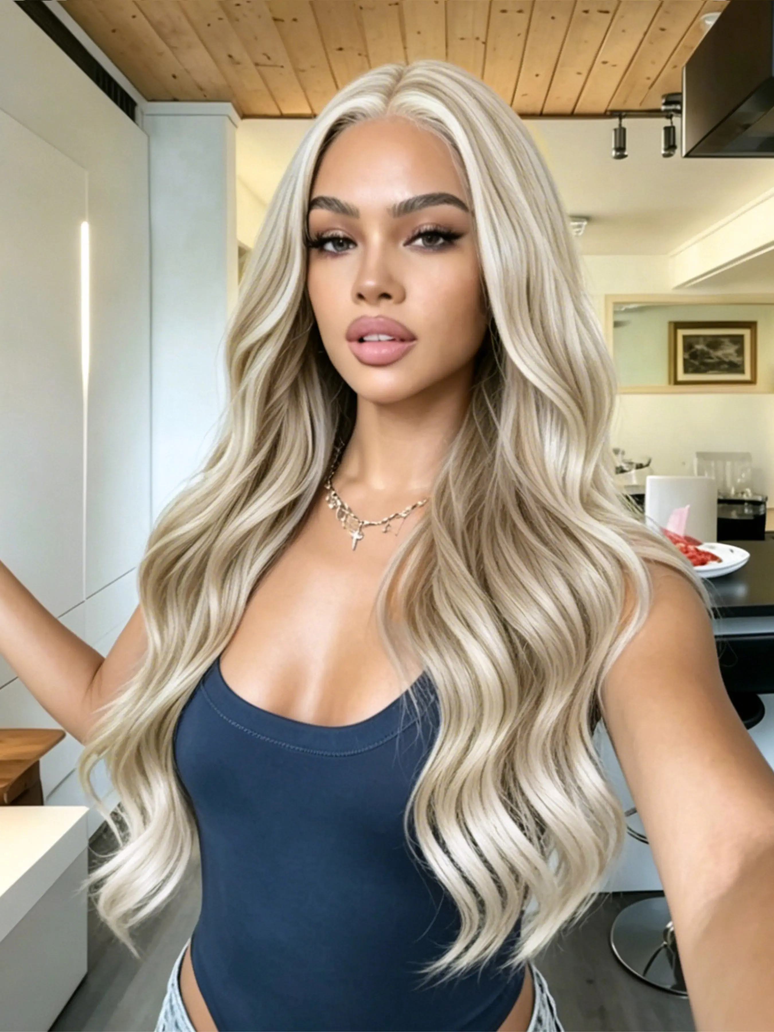 Ombre Beige Wig 13x4 Lace Front Wig Mushroom Brown Ombre Wavy Wig Light Mocha Brown Ombre Water Wave Wig Free Parting Lace Frontal Wig Heat Resistant Synthetic Wig for Women Party Dating Festival Everyday Wear Daily Wear Wig 28 Inch Synthetic Hair Wigs
