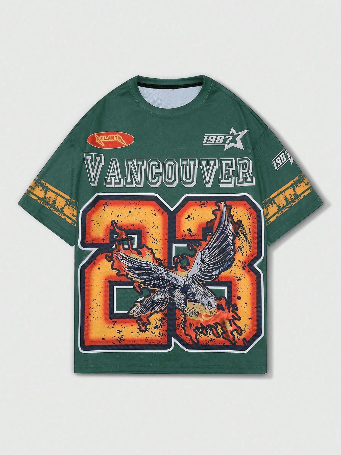 Men's Eagle Print Round Neck Graphic Tee, Regular Fit Casual Short Sleeve T-Shirt for Summer, Men's Top for Daily Wear, Streetwear, Casual Style Tee