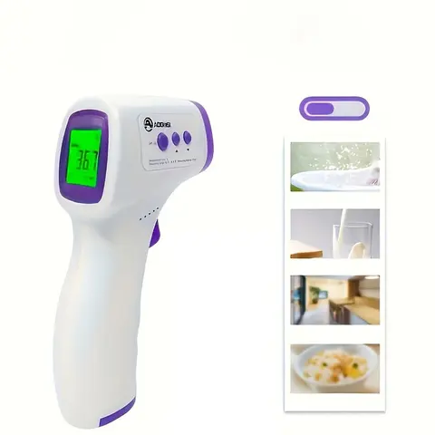 Handheld Non-Contact Temperature Gun with Wiping Cloth, Digital Measuring Thermometer with LCD Temperature Display, Pet Thermometer for Industrial and Cooking Tests, HVAC Maintenance Tool, Christmas Gift