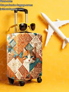 High Elasticity Suitcase Protector, Cat Embroidery Design, Fits 20-28 Inch Luggage, Durable Material, Travel Essential, Easy Care