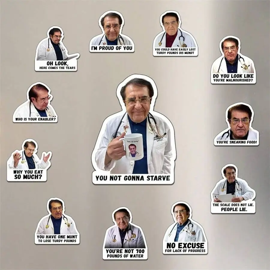 Doctor Phrase Pattern Magnet, 12pcs/set Funny Fridge Magnet, Adults Inspirational Refrigerator Magnet for Diet Control, Decorative Fridge Magnets, Fun Kitchen Decor, Refrigerator Decorating Magnets